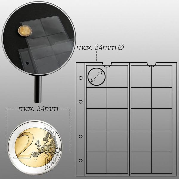 Prophila coin album with 4 Cases (red interleaves) for 110 coins red - Image 3