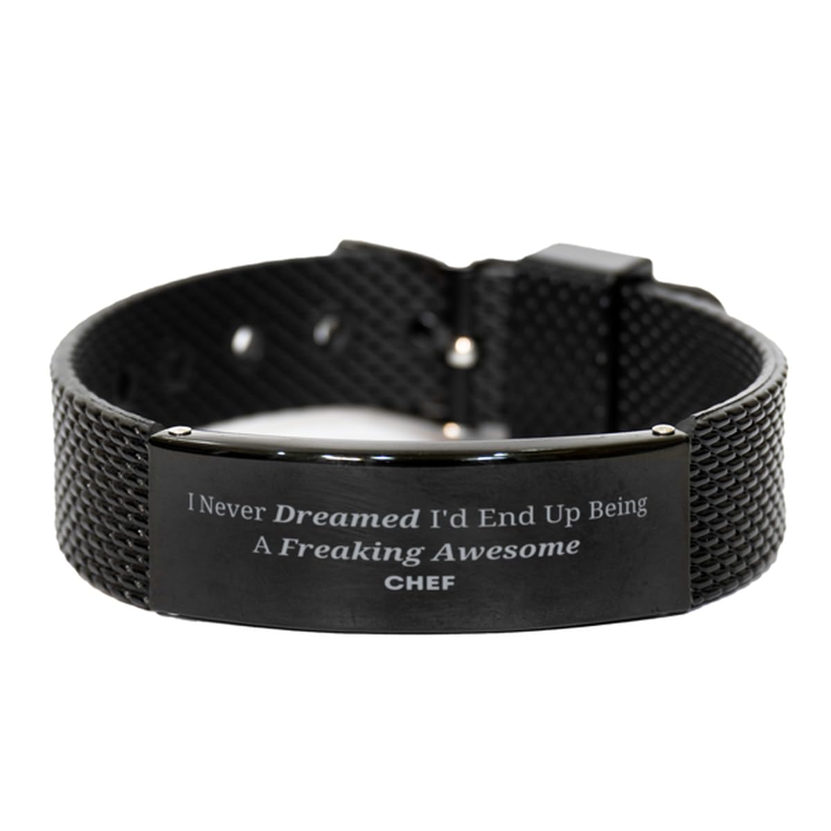 Christmas Chef Gifts, I Never Dreamed I'd End Up Being A Freaking Awesome Chef, Funny Chef Black Shark Mesh Bracelet Xmas Birthday Gifts For Coworkers, Men, Women, Friends, Colleague
