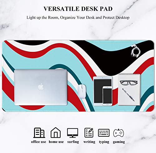 Image of Auhoahsil Large Mouse Pad, Full Desk XXL Extended Gaming Mouse Pad 35 inch X 15 inch, Waterproof Desk Mat w /Stitched Edge, Non-Slip Laptop Computer Keyboard Mousepad for Office & Home, Colorful Marble Design
