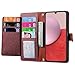 Jiajihua Cover Compatible with Oppo Reno5 4G / Reno5 5G,Compatible with Oppo Reno 5 4G / Reno 5 5G Lanyard【Zipper Wallet】【7 Card Slots】【Flip Stand】【Magnetic Buckle】 Red
