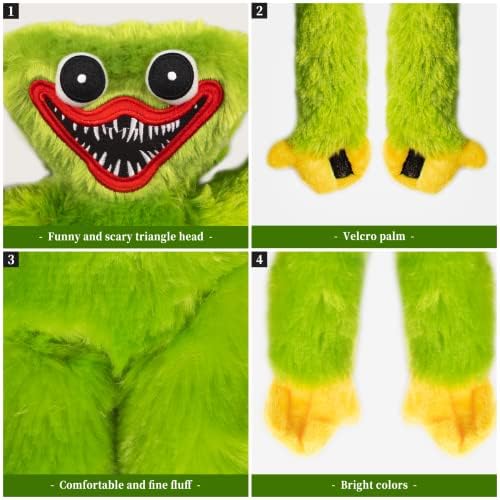 Thingehoy Poppy-Playtime Higgywuggy Plush Toy, Cute and scary plush doll,Huggy-Wuggy Plush Doll, for Kids and Adults Collect Gift Toys (Green)