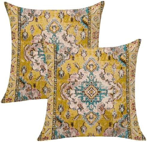 Boho Kissenbezug 40x40 Gelb Herbst Kissen Kissenbezüge Kissenhüll...