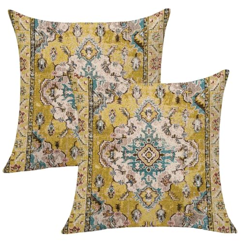Avalune Boho Kissenbezug 40x40 Gelb Herbst Kissen Kissenbezüge Sa...