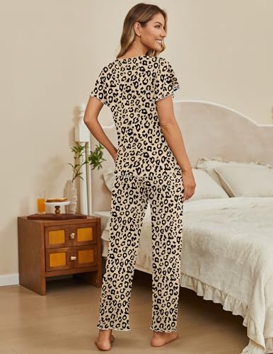 Ekouaer Pajama Sets Womens Short Sleeve Sleepwear Long Pants Pjs 2 Piece Lounge Set Soft Nightwear S-XXL4