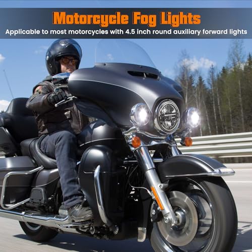 Image of 4.5 inch Motorcycle fog Lights 2PCS, Round LED Fog Lamps for Motorcycle Harley Davidson Accessories Electra Street Glide Heritage Softail Classic Road King