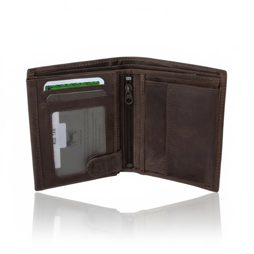 Porta carta auto in pelle - Organizzatore - Custodia per carta grigia, permesso, carta d'identità, carte, molto completo, in morbida pelle per uomo o donna