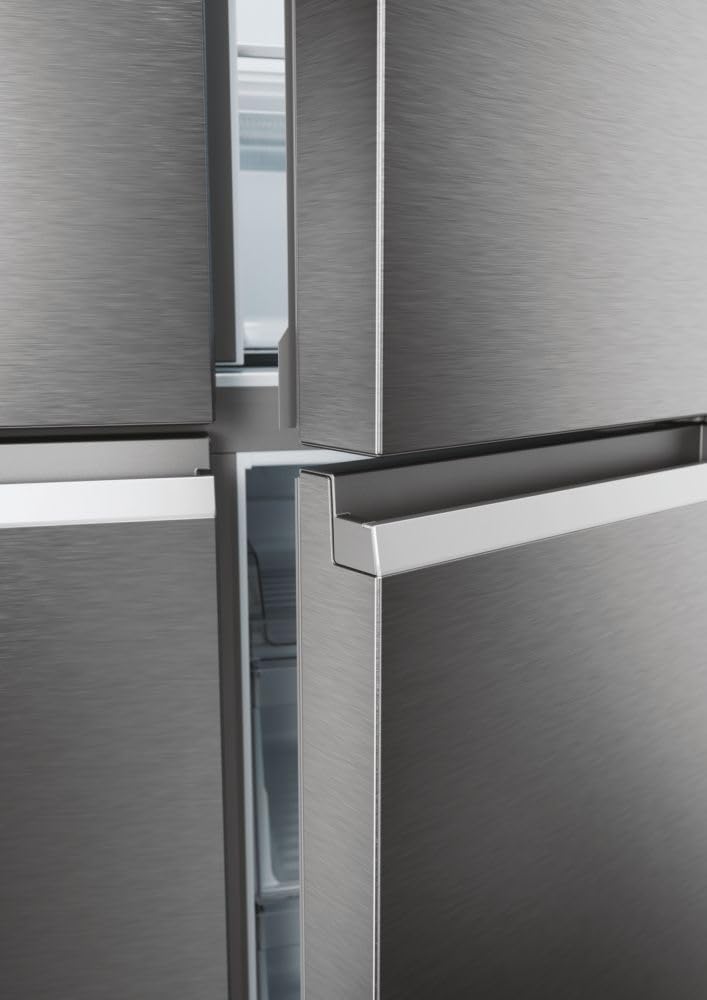 Haier Cube 90 Series 5 Frigorifero Multidoor 4 Porte 528 Litri, Total No Frost, Air Surround, MyZone, Humidity Zone, T-ABT, Inverter, Classe E, 190 x 90,8 x 64,8 cm, Platinum Inox HCR5919ENMP