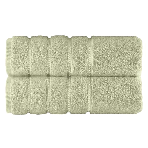 Image of Elegant Comfort 100% Turkish Cotton 4 Lines Viscose Stripe Luxury 2 Pack Bath Towel Set 27 x 54 Inch - Super Soft and Highly Absorbent Premium Hotel Spa Quality Towels for Bathroom Use, Mint Green