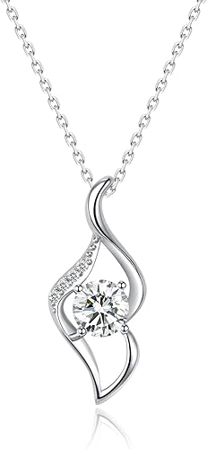 G&GEMSJEW Moissanite Necklaces for Women 925 Sterling Silver Necklace 2 Carats M