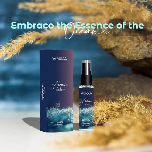 Image of Vokka Pocket Perfume Aqua 8ml | Unisex Luxury Long Lasting Perfume for Men & Women | Aquatic Scent Eau De Parfum| EDP Fragrance for Gift | Travel & Skin Friendly | Notes: Aqua Woody Musky