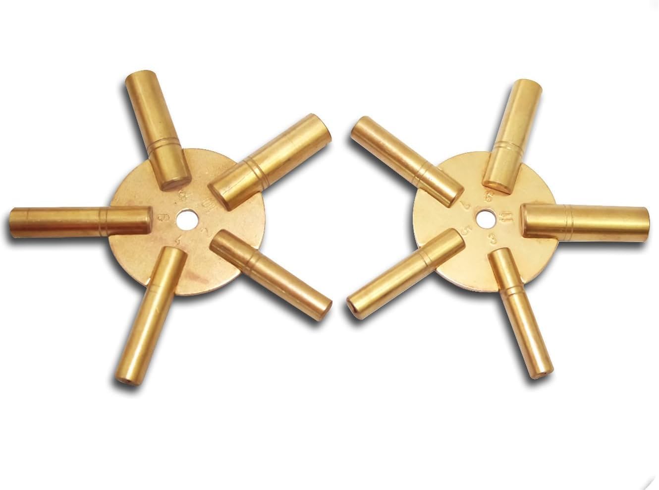 2 Pieces 5-in-1 Odd/Even Number Brass Clock Winding Key
