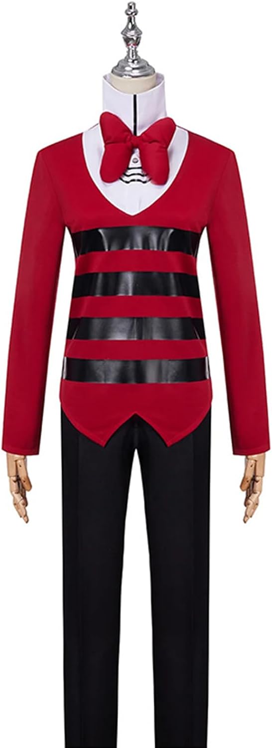 SHIKI Unisex Men Anime Hotel Vox Cosplay Costume Blue Striped Suit Uniform Jacket Coat Pants Hat Gloves Halloween Outfit
