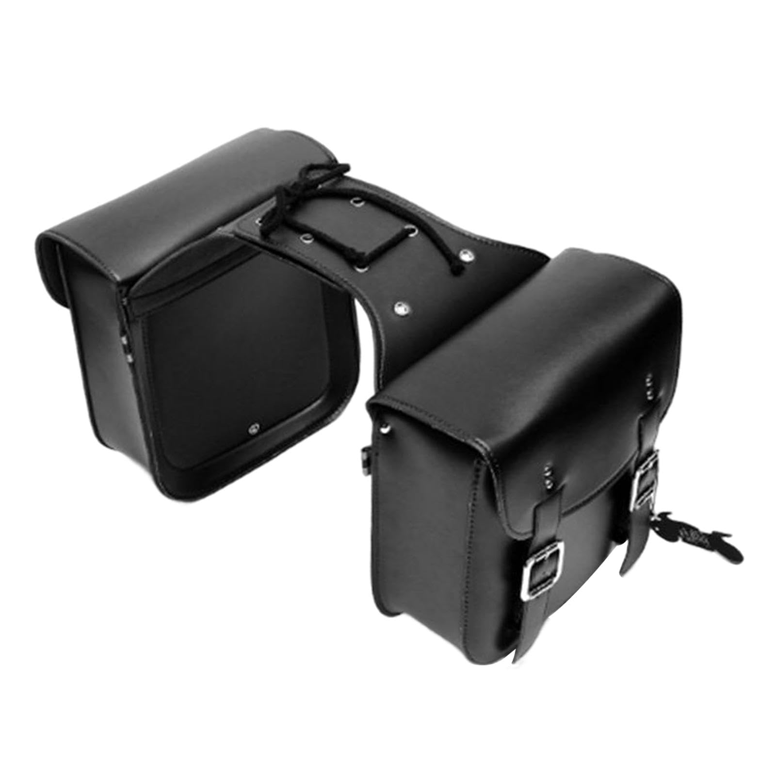 Borse da sella per moto, borse laterali per attrezzi Borse laterali universali in pelle PU di grande capacità Borsa da viaggio per moto Accesso rapido, Nero