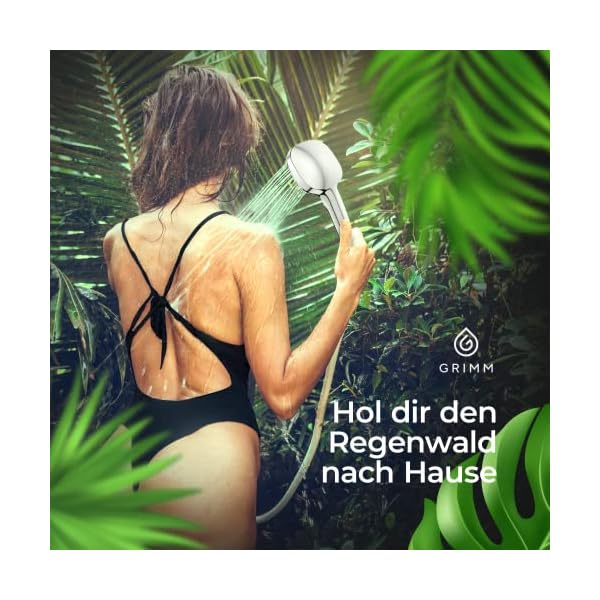 Grimm Duschkopf wassersparend | Regendusche | Wassersparender-Duschkopf [Wasserstopp-Funktion] | Antikalk | Duschbrause… – Bild 9