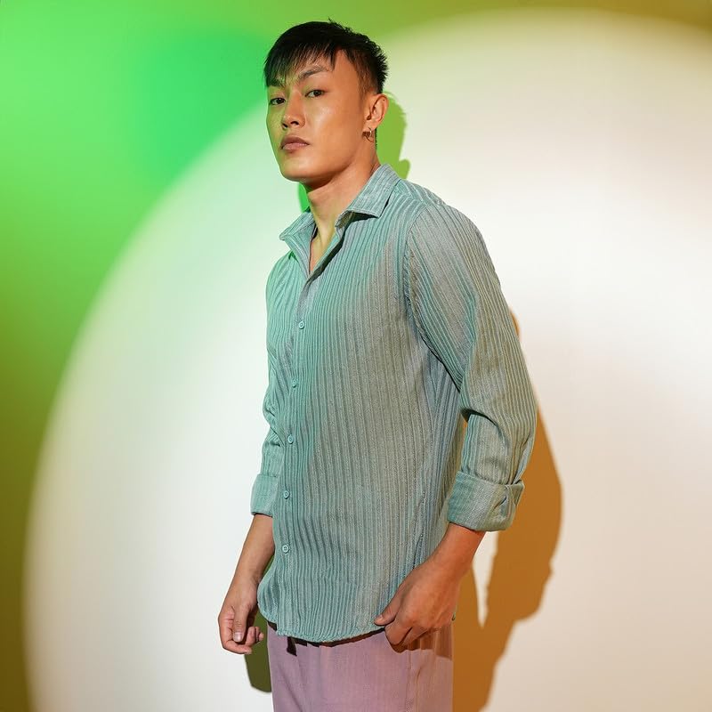 Image of CAHOOT Men's Solid Utility Shirt | Casual Wear | Spread Collar | Long Sleeve | Button Closure | Shirt Crafted with Comfort Fit for Everyday Wear