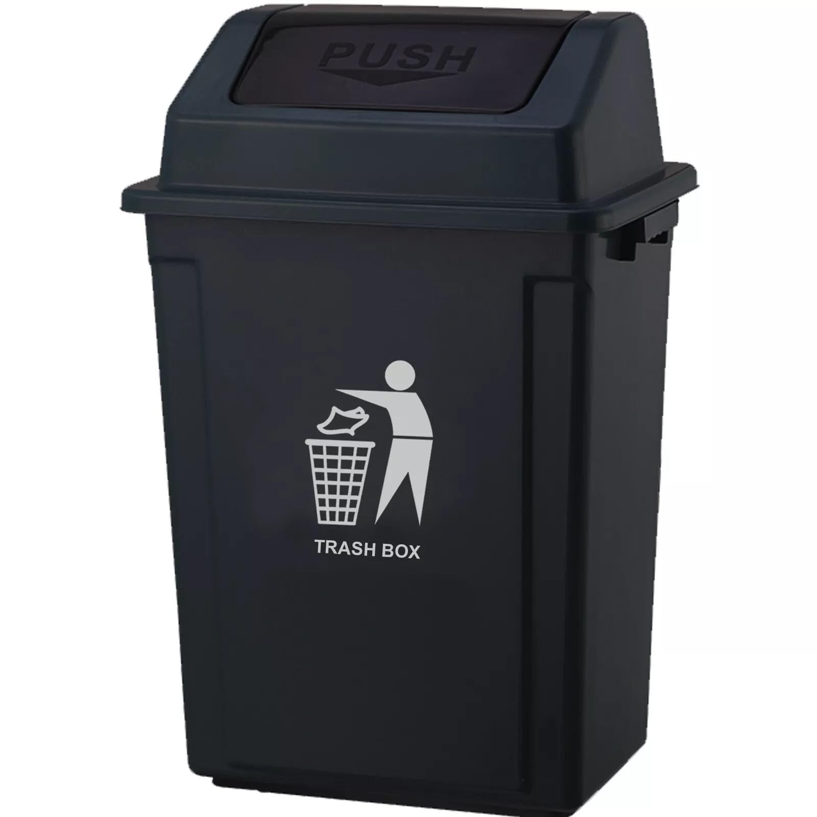 DUAS Large 30L-40L Recycling Swing Trash Can – Durable Plastic Waste Bin for Home, Kitchen, Office – 6 Color Options (Black, 30 Litres)