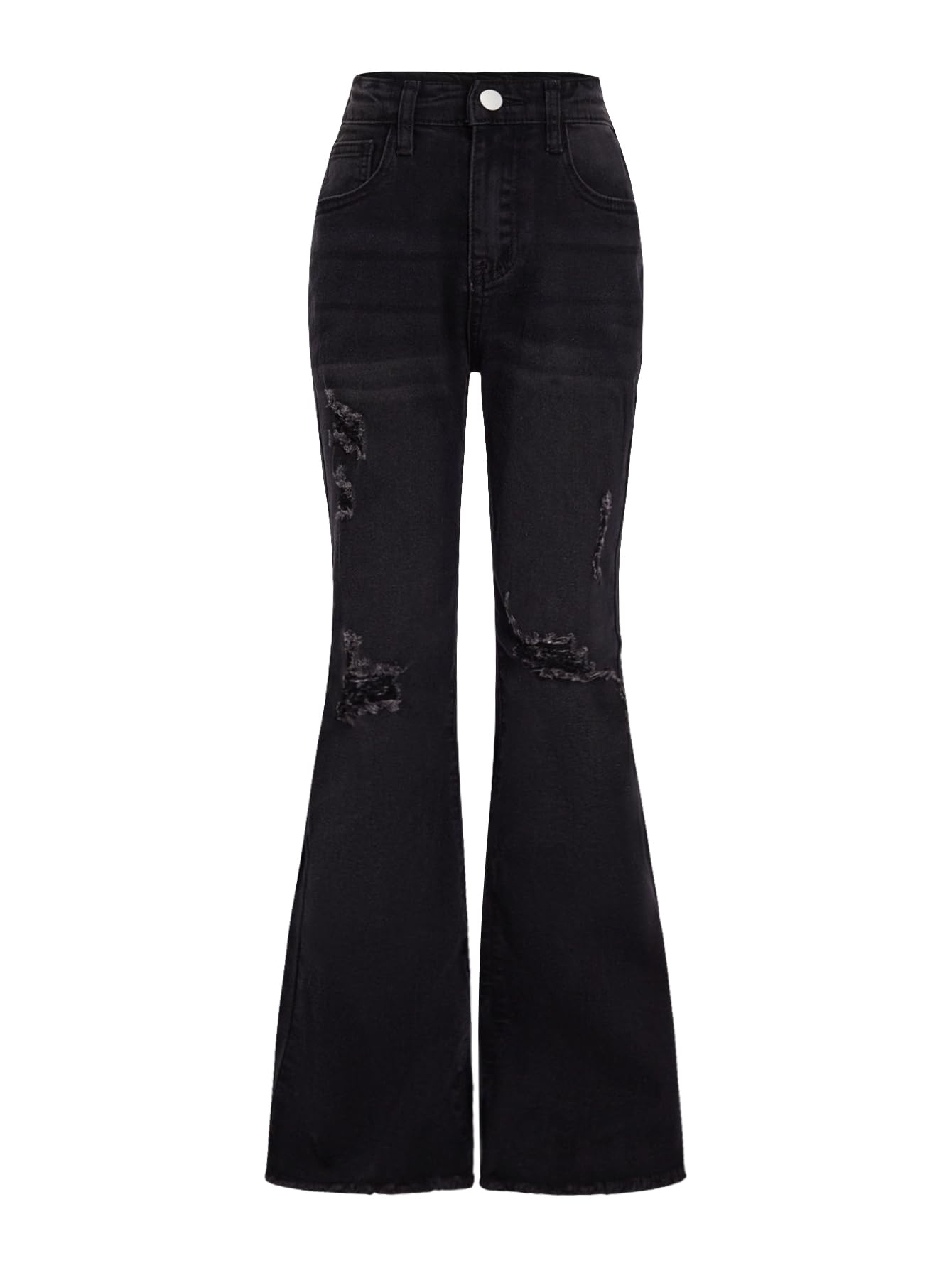 Milumia Girl's Ripped Flare Bell Bottom Jeans High Waist Denim Pants with Pockets