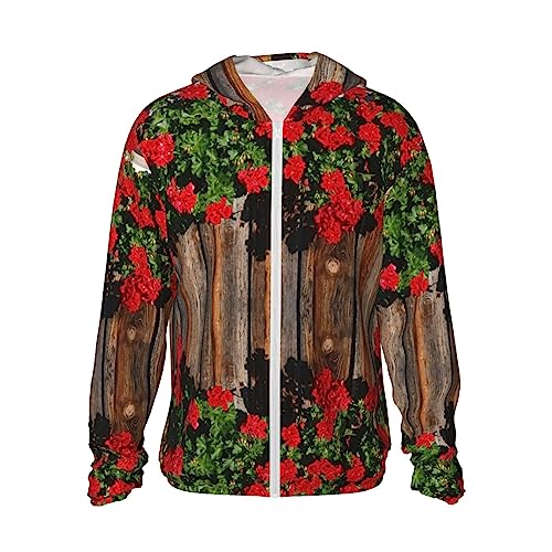 EVANEM retro blommor fönster tryckt solskydd huvtröja solskydd kläder lätt jackor skjorta långärmad, Svart, 3XL