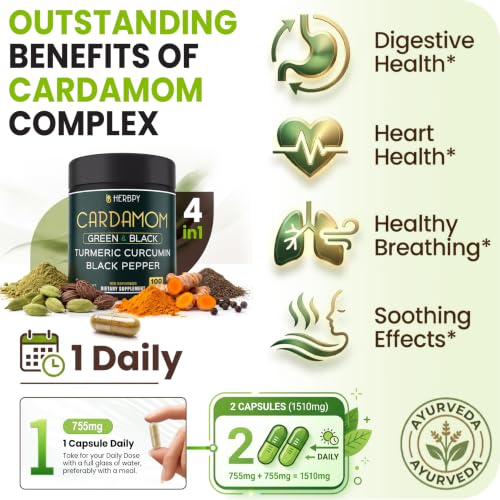 Herbpy 4in1 Cardamom Powder Capsules for Digestive & Natural Inner Wellness — view 3