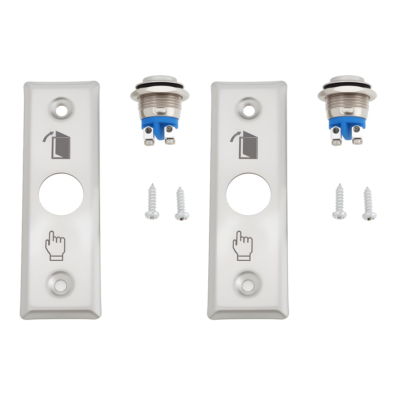 VGOL 2Pcs Door Access Control Switch Stainless Steel Press Exit Release Switch 3A/36VDC for 28mm Width Narrow Door Frame, 91x28mm