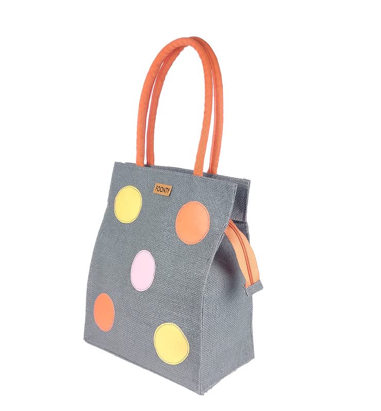 FOONTY Polka Popup Style Jute Lunch Bag Men and Women-image-11