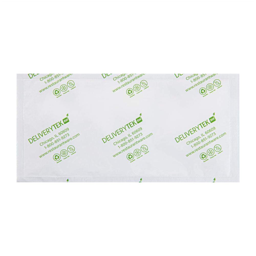 Delivery Tek 20 x 9,4 cm Versandkühlakkus, 100 langlebige Kühlakkus – einfach zu bedienendes Design, auslaufsicher, Kunststoff-Trockeneisbeutel, wiederverwendbar, für gefrorenes Fleisch, Gemüse oder