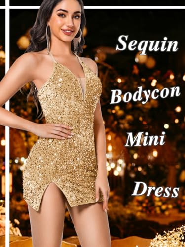Sexy Sequin Dress for Women,Sparkly Glitter Velvet Mini Prom Dresses,Plunge Backless Club Outfit Cocktail Party2