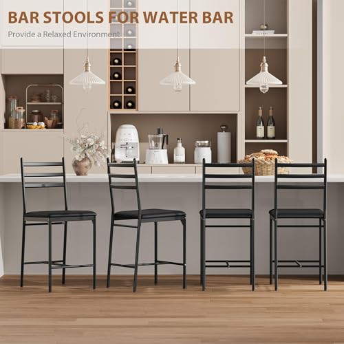 Bar Stools Set of 4, Counter Height Bar Chairs with Back and Thick Cushion, Upholstered Dining Chairs with Padded Seat, Barstools for Kitchen Island, Bar, Dining Room, Black by EliteEdge - Image 6