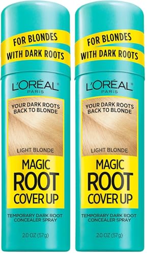 Image of L'Oreal Paris Magic Root Cover Up Gray Hair Spray, 100% Gray Hair Coverage with Buildable, Lightweight, Transfer-Resistant, and Temporary Formula, Ammonia-Free, Light Blonde, 2 oz (2 Count)