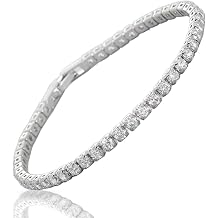 NTLX Tennis Bracelets for Women One Row Cubic Zirconia CZ Tennis Bracelet Sterling Silver 14K Gold Plated Bridal, Wedding, Party, Pageant, Evening, Casual Wear - with Gift Box