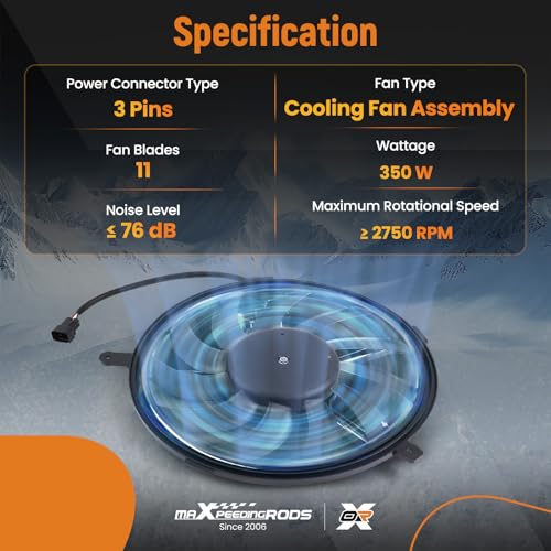 Image of maXpeedingrods 3 Pins Engine Radiator Cooling Fan Assembly for Mini Cooper S 2009-2011 Replacement 17422752632 622560 621508