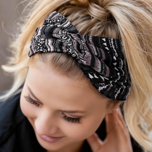 Image of DRESHOW 4 Pack Turban Headbands for Women Wide Vintage Head Wraps Knotted Cute Hair Band Accessories