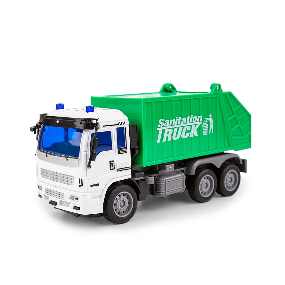 Electric Remote Control Realistic Garbage Truck Large Size - 1/24 Scale RC Back Dump Toy Car with Lights & Sounds - Rechargeable Recycling Trash Vehicle for Boys & Girls - Kids Toddlers Birthday Gifts