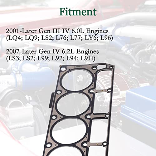 Image of 5-Layer MLS Cylinder Head Gaskets 12610046 for 6.0L /6.2L LS3 LQ4 LQ9 L96 L76 L92 L99 Series Engines, for GM for Chevrolet for GMC for Cadillac Hummer Pontiac SAAB 12622033, 2PCS