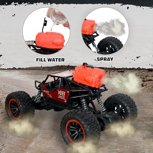 Image of Brand Conquer Remote Control Rock Crawler Mist Smoke Spray Function, High Speed 1:18 RC Car Toys for Boys 2WD Off Road Vehicle Toy Cars for Kids Monster Truck Rock Climbing (Fog Rock Crawler Red)