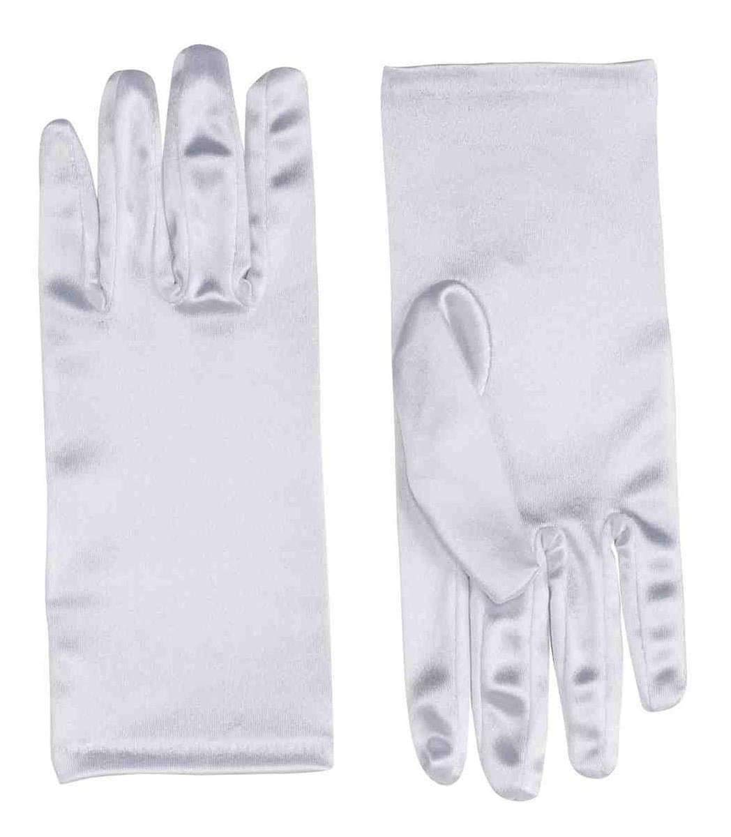 9" White Satin Adult Female Costume Gloves One Size