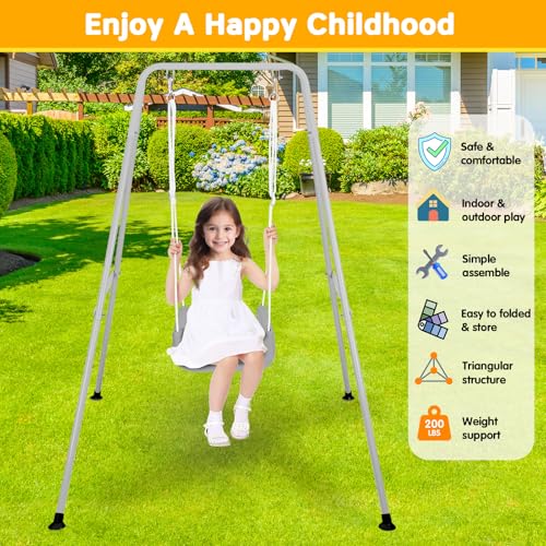 Image of 4 in 1 Toddler Swing Set & Baby Jumper, Foldable Swing Set for Backyard