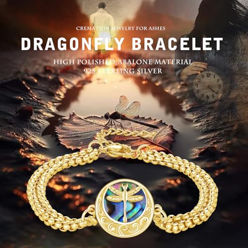 TUGHRA Coin Ashes Bracelet for Women Cremation Jewelry Butterfly Dragonfly Urn Bracelet for Ashes 925 Sterling Silver Memorial Gifts Keepsake Locket4