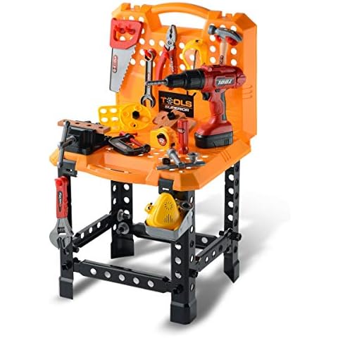 Toy Choi's 82pcs Kids Tool Bench Toy for Age 2-4 - STEM Construction Kid Tool Set Toddler Workbench with Realistic Tools Electric Drill, Build a Tool Bench for Kids Ages 3-5 4-7 Cover