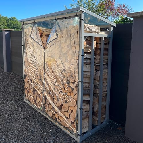 QUICK STAR Wetterschutzwand PVC transparent 174x173cm für Kaminholzunterstand XXL 185x70x185cm