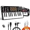 Synido 25 Key USB MIDI Keyboard Controller with 8 Drum Pads, Professional Mini Midi Keyboard with OLED Screen, Beat Maker Machine for Music Production, Black, TempoKey K25