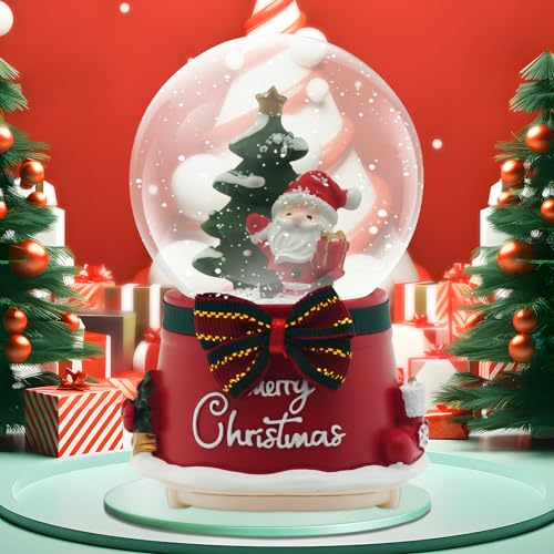 Christmas Snow Globe Lantern Musical, Snow Globes Christmas with Music, Glitter Snowflakes icicles Lighted Santa Claus Decorative Lantern, Xmas Decor Gift for Adult Girls Women