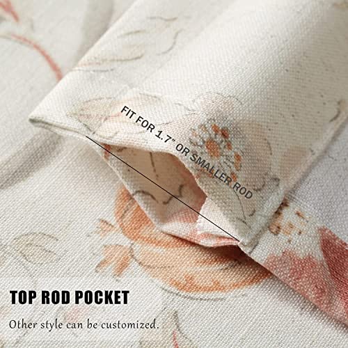 Leeva Watercolor Flower Pattern Half Curtain Tiers For Kitchen Farmhouse Style Short Solid Window Treatment Cafe Draperies 30 Inch Long, Pumpkin Red, 2 Panels Pair, 30 X 30 #TOP1