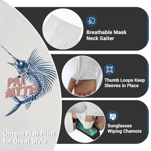 Palmyth Fishing Shirts for Men Long Sleeve UPF 50+ Sun Protection Fishing Hoodie with UV Vented Neck Gaiter3
