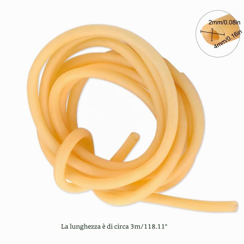 SKYPRO Tubo da 3 m, in lattice naturale, nastro chirurgico, tubo di gomma, fionda elastica, ID 2 mm, diametro esterno 4 mm
