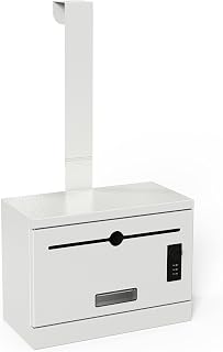 Over-the-Door Heavy Duty Steel Dropbox, Specimen Containers, Payment Key Cash Drop Off Box with Lock, Night Mail Drop Box, Height Adjustable & Removable Hinge for Wall Mount(Grayish White)