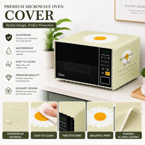 Image of Microwave Oven Cover - Waterproof & Dustproof Protective Cover for Kitchen, Heat Resistant Fabric, Universal Fit for Standard Microwave Ovens, Easy Clean Stylish Printed Design (Mint Green)