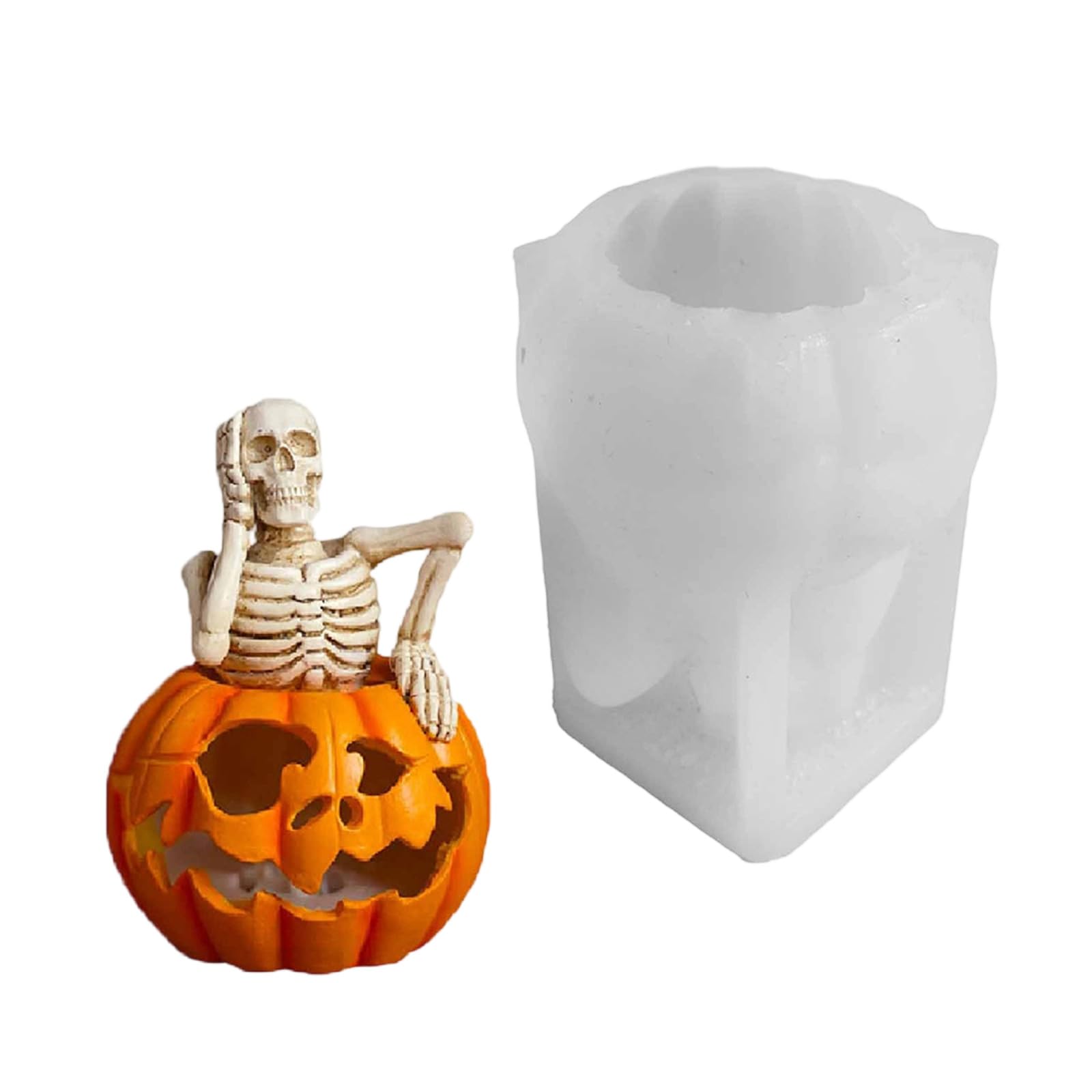 Tsophreniq Halloween Molds Pumpkins Castings Molds Epoxy Resin Scary Skeleton Silicone Plasters Castings