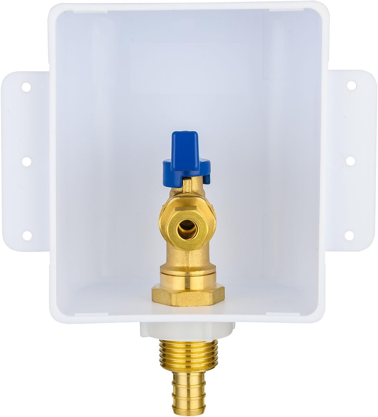 5 PCS Foskan 1/2" Pex Crimp Inlet Ice Maker Outlet Box (Pre-Assembled), 1/4" OD Compression Outlet, with Installed Blue-Handled Quarter-Turn Ball Valve