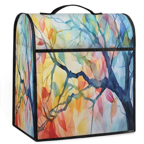 Coffee Maker Cover Watercolor Tree Leaf Pattern Kitchen Appliance Covers Small Appliance Covers Blender Cover Juicer Cover Dust Covers for Kitchen Appliances with Top Handle and Pockets,Washable,C809